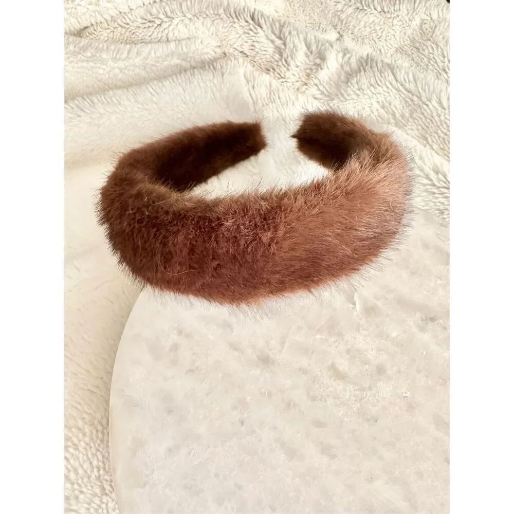 Brown fuzzy faux for headband ￼